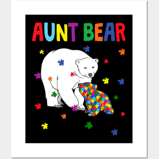 Cute Aunt Bear Autism Awareness Month Familys Posters and Art